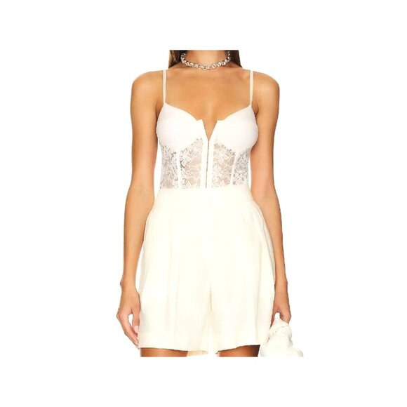 Free People Intimately Beige Lace Night Rhythm Thong Bodysuit Women Medium - Picture 4 of 12